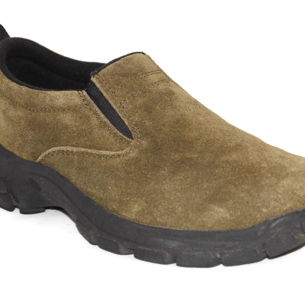Lands End Sz 6M Olive Green Suede Slip On Shoes